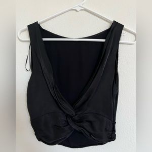 black satin tank top